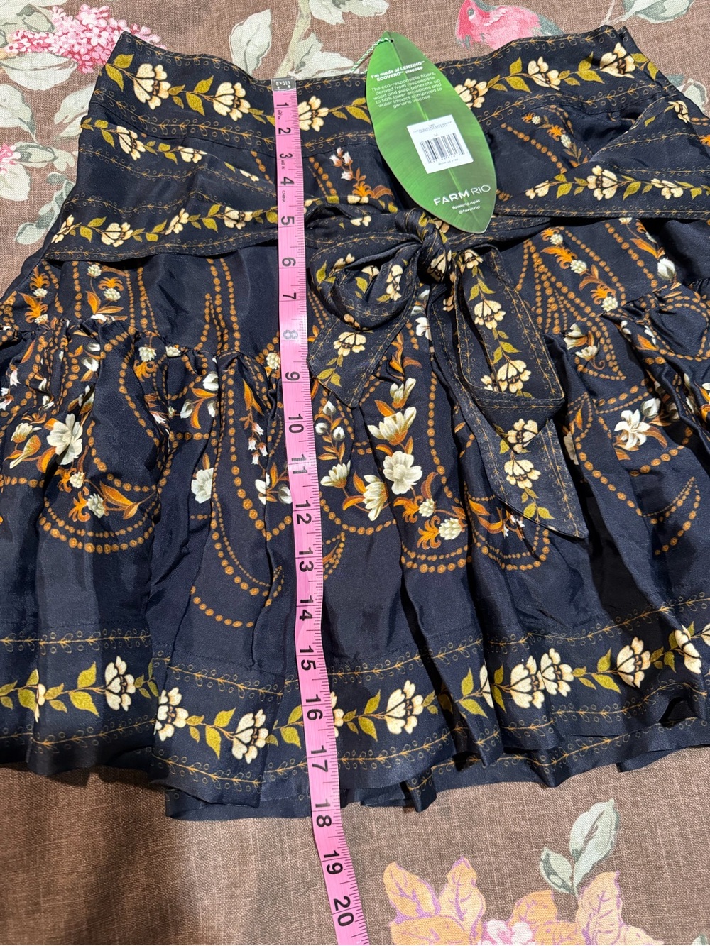 FARM Rio Black Garden Belted Viscose Mini Skirt - Picture 9 of 9